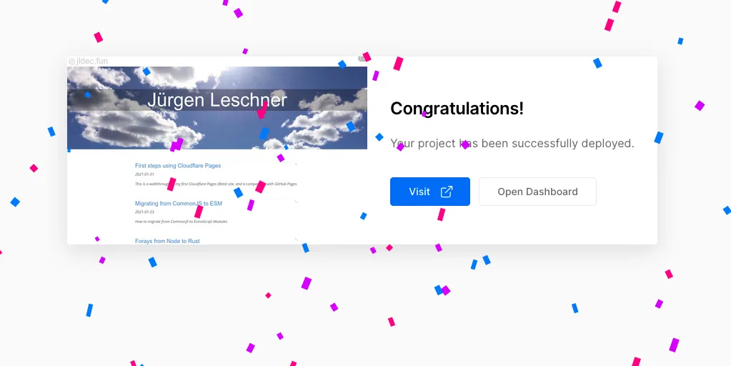 First build and deploy confetti celebration