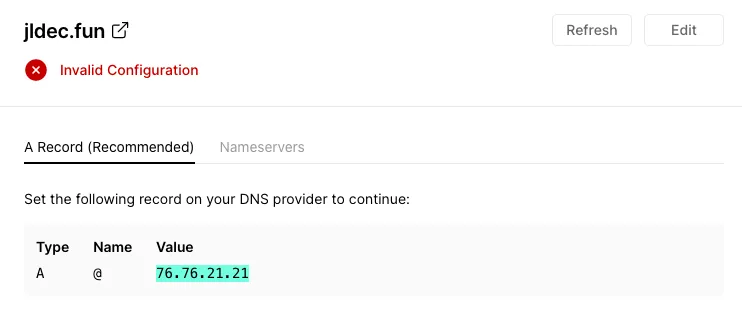 Dashboard domain settings