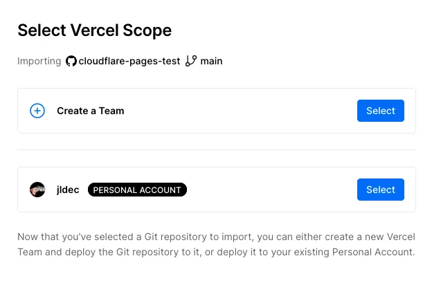 Select scope for the new project