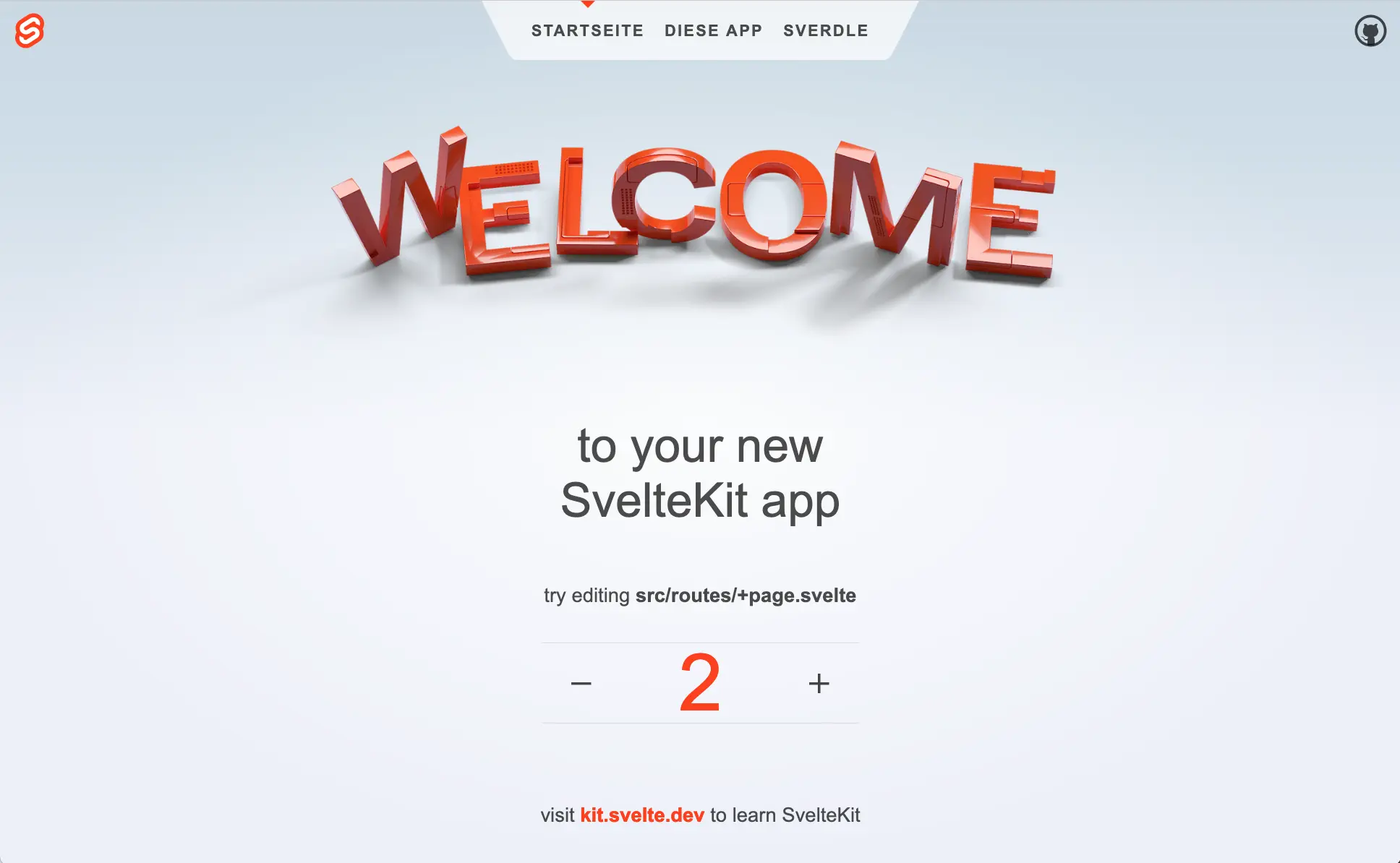 Screenshot of SvelteKit demo with translated header